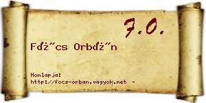 Föcs Orbán névjegykártya